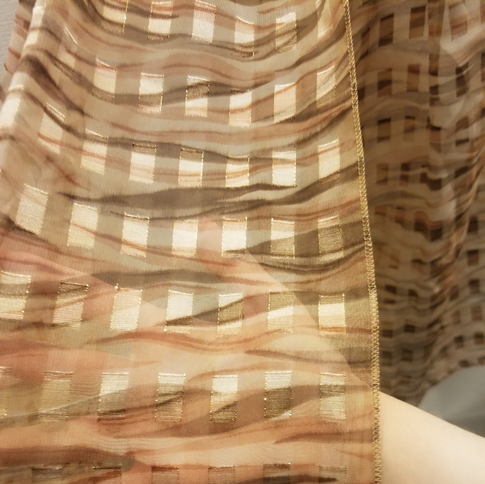 Gorgeous sheer scarf w gold rectangles, excellent condition! - Picture 1 of 4